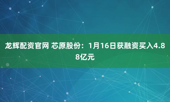 龙辉配资官网 芯原股份：1月16日获融资买入4.88亿元